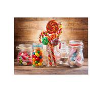 Puzzle 1000 Pièces，Bonbons colorés, gelées, sucettes, guimauves et Confiture dans des Pots en Verre，3D Adultes Bois Jouets Éducatifs Meilleur Cadeau d'anniversaire Garçons Filles（75x50cm）-R62