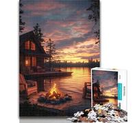 Puzzle 1000 pièces Bonfire by The River Puzzles pour Adultes 1000 pièces, entraînez Votre Cerveau et Vos Mains Cadeaux pour Amis et Famille 26x38cm