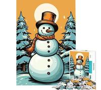 Puzzle 1000 pièces Bonhomme de Neige rétro Jeu addictif pour cultiver la Patience Décoration Amusante Cadeau d'anniversaire Parfait (Dimensions 38x26cm)