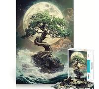 Puzzle 1000 pièces Bonsaï sous la Pleine Lune Jeu d'articulation Fine et Amusant,Stimulant Le Cerveau,Moment de détente,Cadeau de Noël (38x26cm)