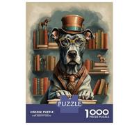 Puzzle 1000 Pièces Book Smart Great Dane Dog Puzzles pour Adultes, Jouets Anti-Stress, Cadeaux pour Femmes, Cadeaux d'anniversaire Uniques 52x38cm/1000pcs