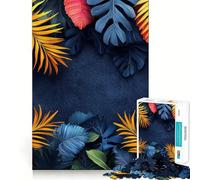 Puzzle 1000 pièces Bordure de Feuilles Tropicales Découpe soignée Décoration Jeu de réflexion Cadeau Jeu Calme Activité d'anniversaire (50x75cm)