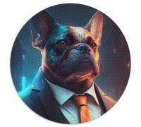 Puzzle 1000 pièces Boss Bulldog pour Adultes, Puzzle Rond 1000 pièces, Jeu Familial créatif et décoration d'intérieur, Cadeau de Noël idéal pour Les Adolescents 67,5 x 67,5 cm