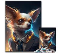 Puzzle 1000 pièces Boss Chihuahua Puzzles pour Adultes Parfait pour Halloween, Noël, Cadeau d'anniversaire 50x75cm/19,68x29,52 Pouces
