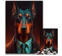 Puzzle 1000 pièces Boss Doberman pour Adultes, idéal pour Halloween, Noël, Anniversaire, 26x38cm/10,23x14,96 Pouces