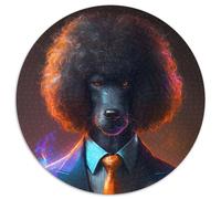 Puzzle 1000 pièces Boss Poodle pour Adultes, Puzzle Rond 1000 pièces, activité familiale, décoration d'intérieur, Cadeau de Vacances 67,5 x 67,5 cm