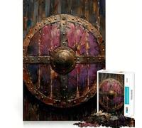 Puzzle 1000 pièces Bouclier Viking Traditionnel, découpe Premium, Jeu de réflexion, Exercice Mental, Paix, Divertissement, Cadeau d'anniversaire (50x75cm)
