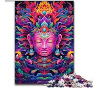 Puzzle 1000 pièces Bouddha coloré en Bois, idée Cadeau de Noël, Illustration Humoristique, Illustration détaillée 50x75cm. Un pour Noël ou Un Anniversaire.