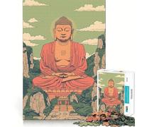 Puzzle 1000 pièces Bouddha Entre Les Montagnes Bord Parfait Jeu cognitif Jeu de Relaxation Décoration Artistique de Noël (38x26cm)