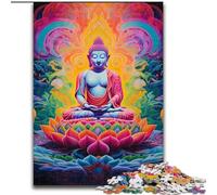 Puzzle 1000 pièces Bouddha Graffiti Coloré en Bois, Casse-tête Haute Difficulté pour Adolescents 50x75cm Un pour Noël ou Un Anniversaire