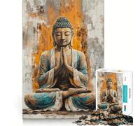 Puzzle 1000 pièces Bouddha Méditation Peinture Bords Nets Décoration Jeu cognitif Jouet Facile à gérer Amusant Cadeau de Noël Loisirs (38x52cm)