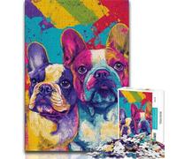 Puzzle 1000 pièces Bouledogue français coloré pour Adultes et Adolescents, Jouets éducatifs, Jeux Anti-Stress, liste de souhaits avec Père Noël 50x75cm