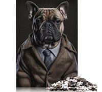 Puzzle 1000 pièces Bouledogue français en Costume Masculin pour Adultes, difficulté : renforce Les Relations Entre Les Membres de la Famille (1000 pièces, 75 x 50 cm).