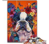 Puzzle 1000 pièces Bouledogue français Graffiti pour Adultes et Adolescents, Jouets éducatifs et éducatifs, Jeux en Famille avec Affiche et fiche de Questions-réponses 26x38cm