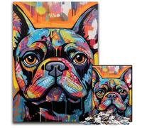 Puzzle 1000 pièces Bouledogue français Graffiti, Puzzle Difficile pour Adultes et Adolescents, soirée de Jeux en Famille, idée Cadeau stimulante pour Le Cerveau 50x75cm / 19,68x29,52 Pouces