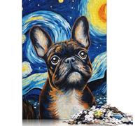 Puzzle 1000 pièces Bouledogue français Nuit Puzzles de difficulté Puzzles éducatifs Jeux Jouets Cadeaux de Noël (75 x 50 cm)