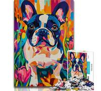 Puzzle 1000 pièces Bouledogue français pour Adolescents, Jeu Familial Anti-Stress, défi Difficile, Superbes Cadeaux et Jouets (38x26cm)