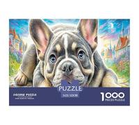 Puzzle 1000 Pièces Bouledogue français pour Adultes Et Enfants Difficile DIY Jigsaw Puzzle, Familial-Activité Manuelle 52x38cm/1000pcs