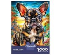 Puzzle 1000 Pièces Bouledogue français pour Adultes Et Enfants Difficile DIY Jigsaw Puzzle, Familial-Activité Manuelle 70x50cm/1000pcs
