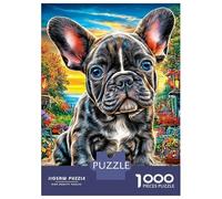 Puzzle 1000 Pièces Bouledogue français pour Adultes Et Enfants Difficile DIY Jigsaw Puzzle, Familial-Activité Manuelle 52x38cm/1000pcs