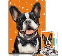 Puzzle 1000 pièces Bouledogue Portant Un nœud Papillon, Cadeau pour Adolescents, Assemblage de Motifs, activités Amusantes à la Maison, Cadeau d'anniversaire, Cadeau de Voyage (38x26cm)