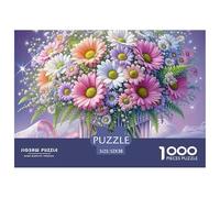 Puzzle 1000 Pièces Bouquet de Fleurs, Idée Cadeau Parfaite pour Adultes, Bouquet de Marguerites Roses, Jeu Éducatif - 52x38 cm