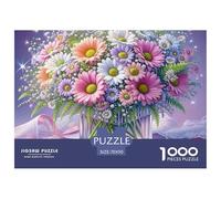 Puzzle 1000 Pièces Bouquet de Fleurs pour Adultes, Bouquet de Marguerites Roses, Décoration Murale, Idée Cadeau Parfaite - 70x50 cm