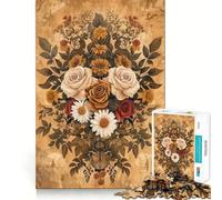 Puzzle 1000 pièces Bouquet Floral Vintage Jeu de réflexion Stimulant Emboîtement Parfait Défi cérébral interactif pour la Maison (38x52cm)