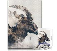 Puzzle 1000 pièces Bouquetin des Montagnes majestueux (38x26cm):Jeu éducatif et Stimulant pour la Concentration, idée Cadeau Originale et touchante