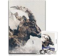 Puzzle 1000 pièces Bouquetin majestueux des Montagnes pour Adultes et Adolescents:Jeu de réflexion et de créativité, idée Cadeau mémorable et touchante Dimensions:50x75cm