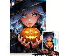 Puzzle 1000 pièces Brin La sorcière d'halloween Jeu de réflexion Amusant et Fluide Jeu Occasionnel Décoration de Noël (38x52cm)