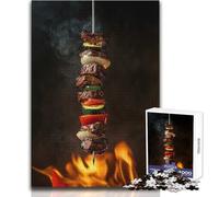Puzzle 1000 pièces Brochettes grillées avec Flammes - Un Passe-Temps paisible et satisfaisant - Assemblage Parfait - Découpe de précision - Dimensions:50x75cm
