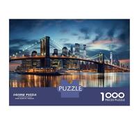 Puzzle 1000 Pièces Brooklyn Bridge Night View Puzzle Adulte, Casse-tête, Découpe De Précision, Cadeau Unique pour Anniversaire Et Noël 70x50cm/1000pcs