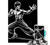 Puzzle 1000 pièces Bruce Lee Noir et Blanc pour Adultes Jeu Pratique et addictif pour cultiver la Patience Cadeau d'anniversaire Anti-Stress (Dimensions 75x50cm)