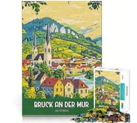 Puzzle 1000 pièces Bruck an Der Mur Autriche Poster Découpe Nette Art Jeu de Construction Jeu de détente Jeu d'anniversaire Amusant (50x75cm)