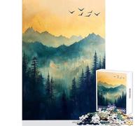 Puzzle 1000 pièces Brume dorée sur Les Montagnes » Peinture à l'huile Jeu éducatif pour Jouer en Famille et renforcer Les Liens Entre Les Couples Dimensions 50x75cm