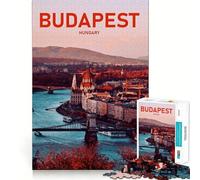 Puzzle 1000 pièces Budapest Affiche de Voyage Décoration Artistique Découpe soignée Jeu de logique et de Calme Cadeau de Noël (38x52cm)