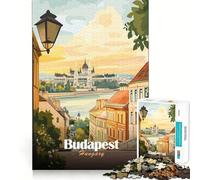 Puzzle 1000 pièces Budapest,Hongrie Illustration de Paysage Urbain Découpe soignée Décoration Jeu de logique et de Calme Cadeau de Noël (38x26cm)
