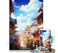 Puzzle 1000 pièces Bukchon Hanok Peinture à l'huile Bords Parfaits Jeu cognitif Jeu de Relaxation Décoration Artistique de Noël (50x75cm)