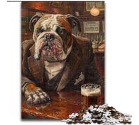 Puzzle 1000 pièces Bulldog Anglais Buvant pour Adultes et Adolescents, Jeu Stimulant et éducatif en Famille pour Anniversaire et Noël (26x38cm)