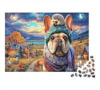 Puzzle 1000 pièces Bulldog Animaux Mignons Compétences Cognitives Concentration Carton Premium pour Adolescents 38x26cm/1000pcs