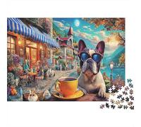 Puzzle 1000 pièces Bulldog Animaux Mignons Puzzle Impossible Pièces Emboîtables Carton Recyclé pour Experts Cadeau Créatif 70x50cm/1000pcs