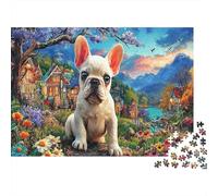Puzzle 1000 pièces Bulldog Animaux Mignons Puzzle Impossible Pièces Solides Emboîtables Carton Recyclé pour Passionnés Cadeau Pendaison de Crémaillère 38x26cm/1000pcs