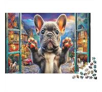 Puzzle 1000 pièces Bulldog Animaux Mignons Puzzle Impossible Pièces Solides Emboîtables Carton Recyclé pour Passionnés Cadeau Pendaison de Crémaillère 38x26cm/1000pcs