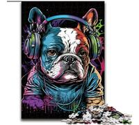 Puzzle 1000 pièces Bulldog avec Casque pour Adultes et Adolescents, Jeux Amusants Chaque pièce est Unique - Jeu Familial Stimulant 26x38cm