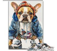Puzzle 1000 pièces Bulldog en Manteau pour Adultes et Adolescents, Cadeau Amusant et Anti-Stress pour Les Vacances à la Maison (26x38cm)