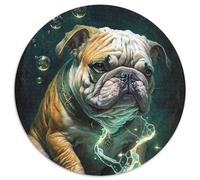 Puzzle 1000 pièces Bulldog, Puzzle Rond 1000 pièces, défi cérébral, pour Les Adolescents et décoration d'intérieur 67,5 x 67,5 cm