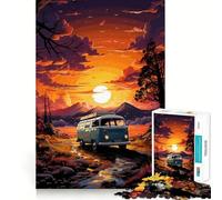 Puzzle 1000 pièces Bus VW rétro en Montagne pour Adultes Un Jeu de logique Fine, Relaxant et Amusant, avec des Bords Nets, Un (38x26cm)