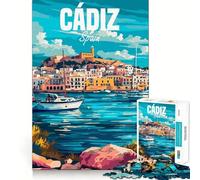 Puzzle 1000 pièces Cadix Espagne Découpe soignée Décoration Jeu de réflexion Cadeau Jeu Calme Activité d'anniversaire (50x75cm)