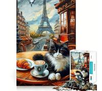 Puzzle 1000 pièces Café des Chats Parisien pour Adultes, idéal pour développer Son Esprit et stimuler sa réflexion Un Cadeau Charmant à Assembler (38x52cm)